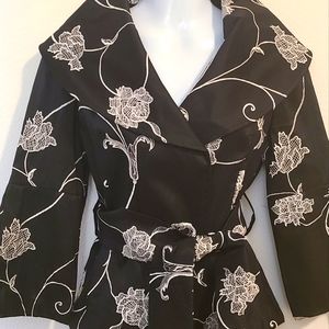 Black and white  embroidered top